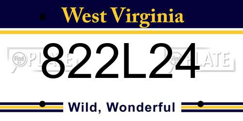 822L24 West Virginia License Plate
