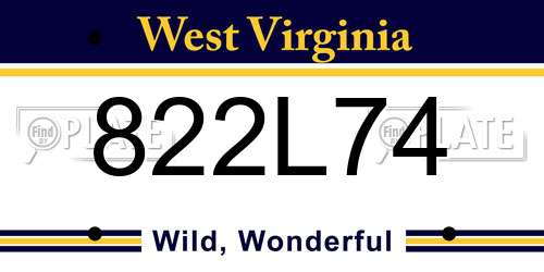 822L74 West Virginia License Plate