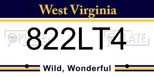 822LT4 West Virginia License Plate