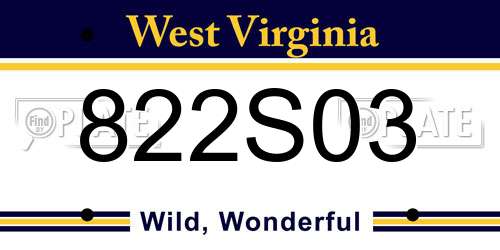 822S03 West Virginia License Plate