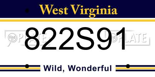 822S91 West Virginia License Plate