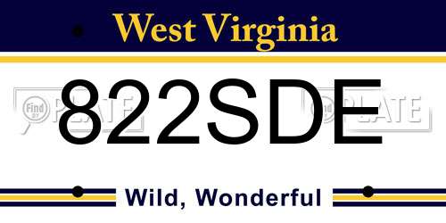822SDE West Virginia License Plate