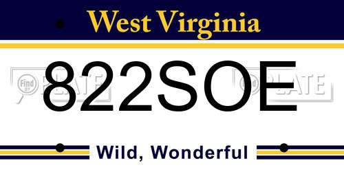 822SOE West Virginia License Plate