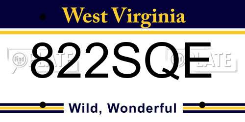 822SQE West Virginia License Plate
