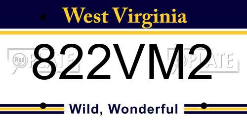 822VM2 West Virginia License Plate