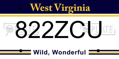 822ZCU West Virginia License Plate