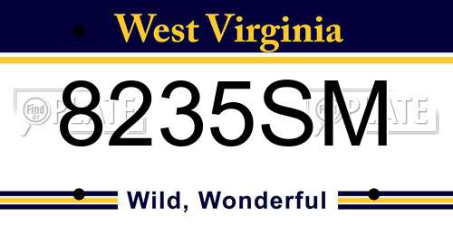 8235SM West Virginia License Plate