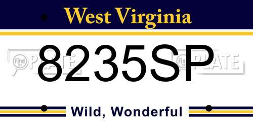 8235SP West Virginia License Plate