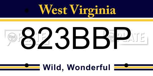 823BBP West Virginia License Plate