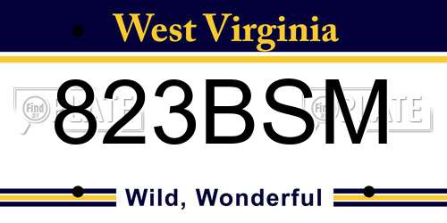 823BSM West Virginia License Plate