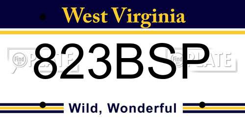 823BSP West Virginia License Plate
