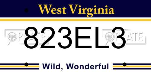 823EL3 West Virginia License Plate