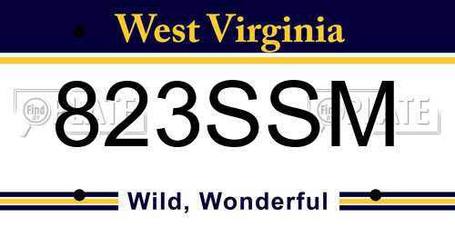 823SSM West Virginia License Plate