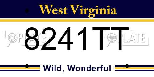 8241TT West Virginia License Plate