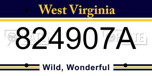 824907A West Virginia License Plate