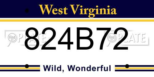 824B72 West Virginia License Plate