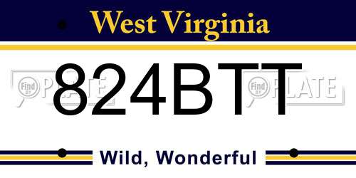 824BTT West Virginia License Plate