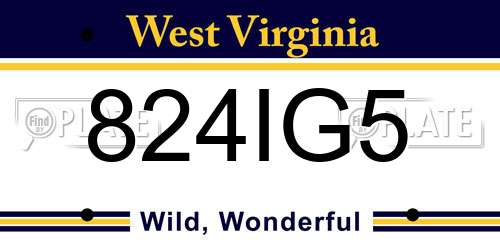 824IG5 West Virginia License Plate