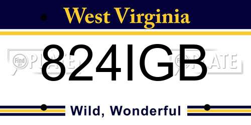824IGB West Virginia License Plate