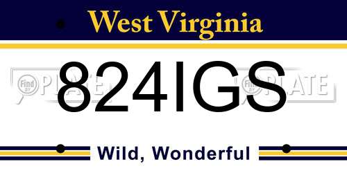 824IGS West Virginia License Plate