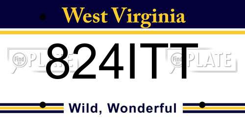 824ITT West Virginia License Plate