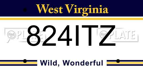 824ITZ West Virginia License Plate