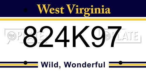 824K97 West Virginia License Plate