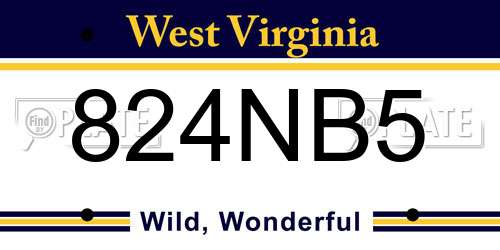 824NB5 West Virginia License Plate