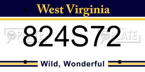 824S72 West Virginia License Plate