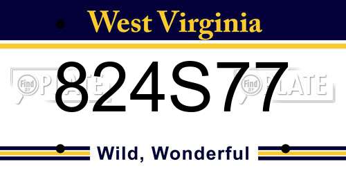 824S77 West Virginia License Plate