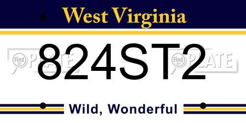 824ST2 West Virginia License Plate