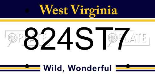 824ST7 West Virginia License Plate