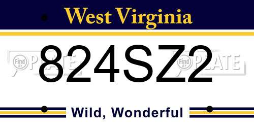 824SZ2 West Virginia License Plate
