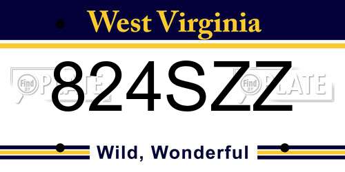 824SZZ West Virginia License Plate