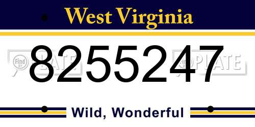 8255247 West Virginia License Plate