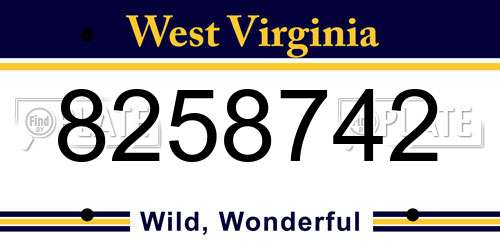 8258742 West Virginia License Plate
