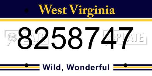 8258747 West Virginia License Plate