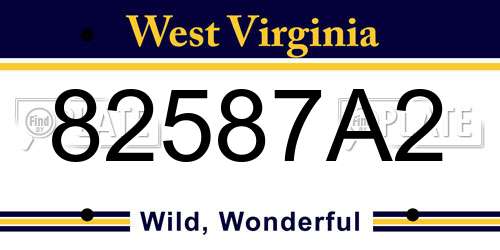 82587A2 West Virginia License Plate