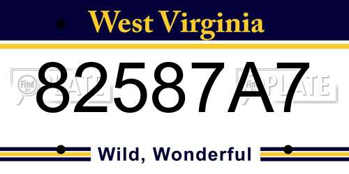 82587A7 West Virginia License Plate