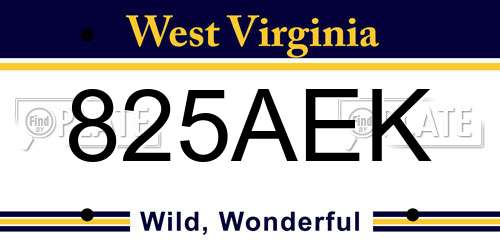 825AEK West Virginia License Plate