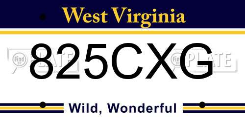 825CXG West Virginia License Plate