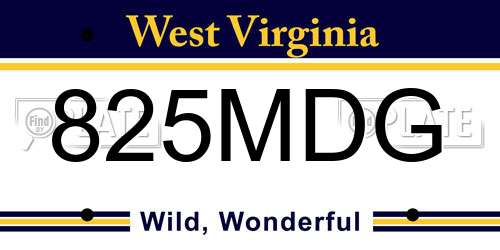 825MDG West Virginia License Plate