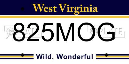 825MOG West Virginia License Plate