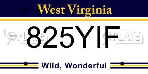 825YIF West Virginia License Plate