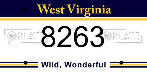 8263 West Virginia License Plate