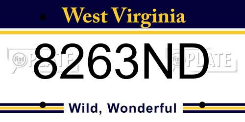 8263ND West Virginia License Plate