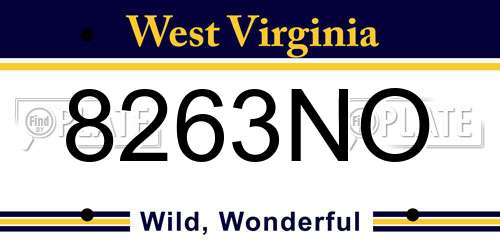 8263NO West Virginia License Plate