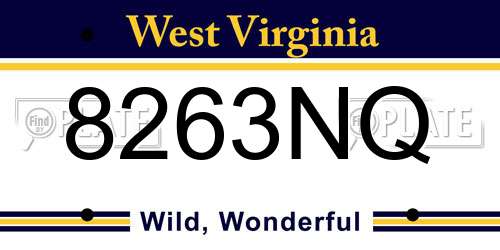 8263NQ West Virginia License Plate