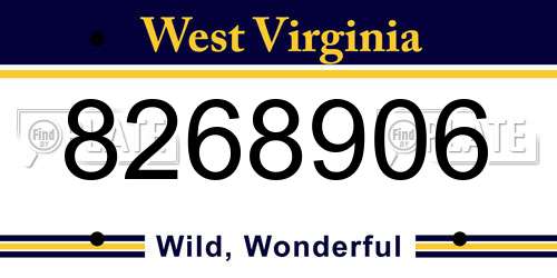 8268906 West Virginia License Plate