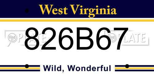 826B67 West Virginia License Plate
